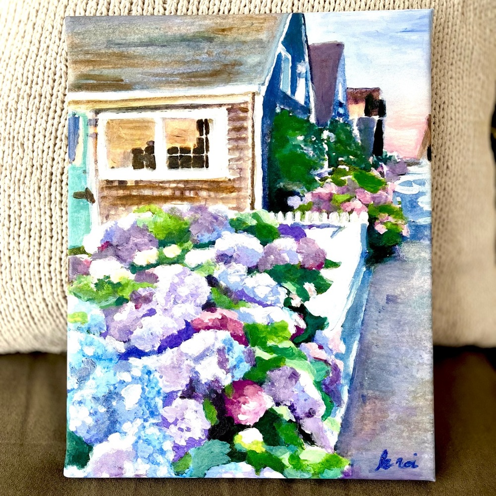 Nantucket Stretched canvas embellished painted print